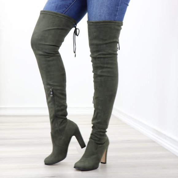 Over Knee High Boots Lace Up Slim Thigh High Heels - Picture 14 of 15